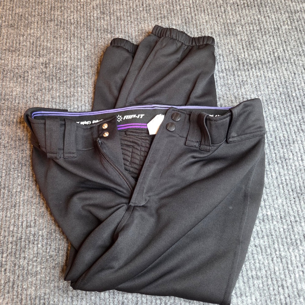 RIP IT Softball Baseball Pants Youth Girls Black Quilted‎ Padding Size S